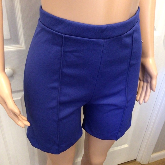 NWT Vintage Womens Blue 1980’s Polyester High Waist Shorts Size 14 - Picture 2 of 7
